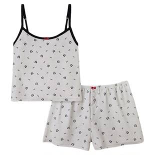 tbh野兽派家居熊猫嘭嘭针织提花吊带套装可外穿家居服睡衣女夏