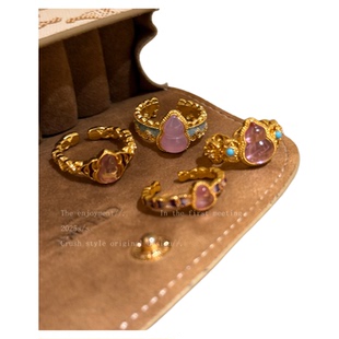 新中式葫芦蕾丝戒指女款中古轻奢高级感国风食指戒粗胖手大号指环