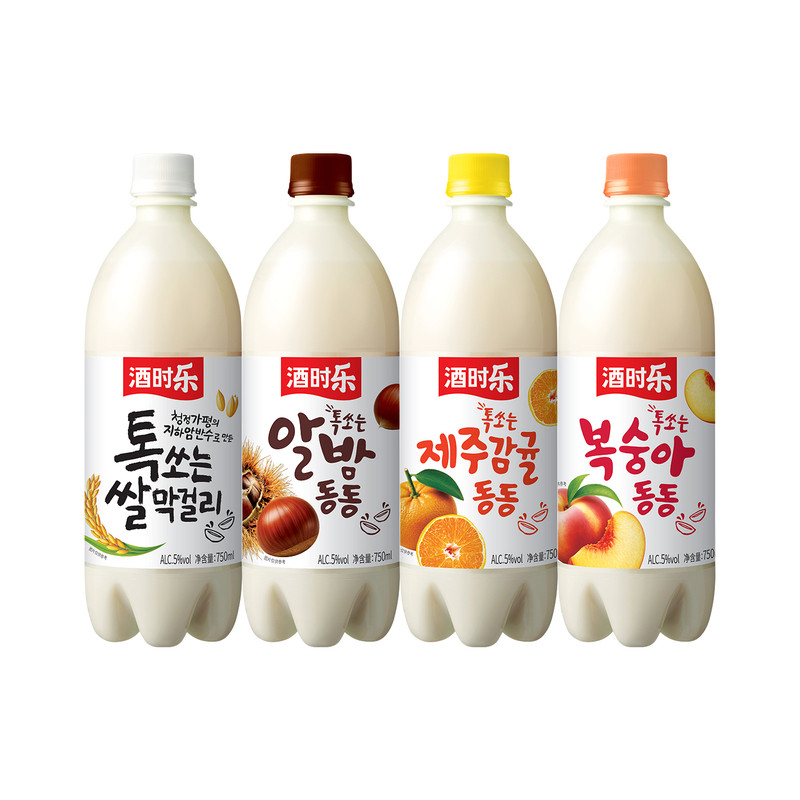 韩国原装进口酒时乐板栗柑橘蜜桃米酒