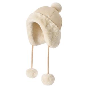 卡蒙鹅绒帽子米貂仿毛绒毛球羽绒护耳帽轻感可折叠防风防寒雷锋帽