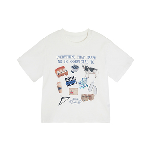 布丁哈鲁童装春装女童卡通上衣2026春夏新款儿童百搭纯棉短袖T恤