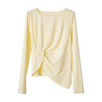 CHENXIAN纯色腰部扭结长袖T恤