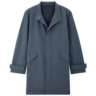 MB MindBridge秋季韩系极简翻领中长风衣纯色正肩外套男商务夹克