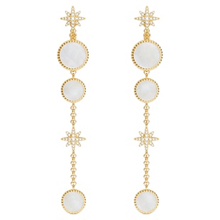 APM Monaco白母贝Météorites吊坠耳钉金黄色优雅耳饰情人节礼物