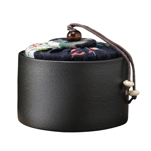 黑陶小号茶叶包装空盒罐子45克装陶瓷迷你便携家用密封储物罐中式