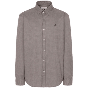 【100%棉】BEANPOLE滨波男士美拉蓝栗色简约千鸟格美拉德长袖衬衫