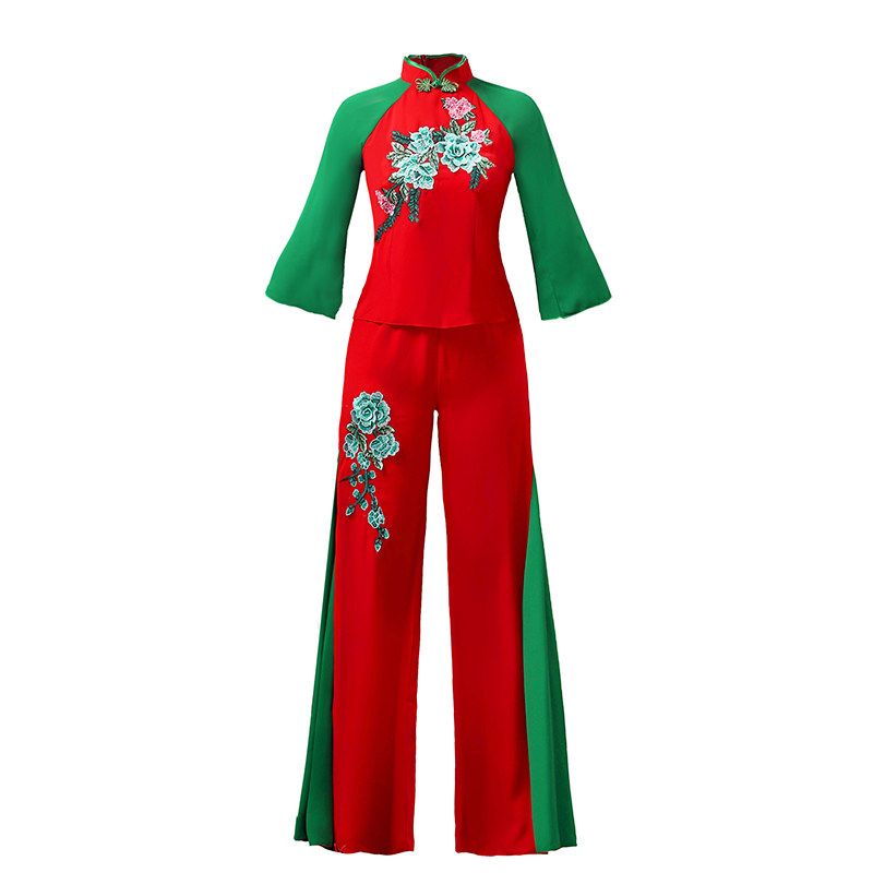 2023胶州秧歌服新款套装腰鼓舞服装女中老年喜庆中国风东北大秧歌