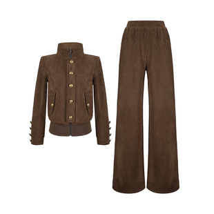 大婷婷 秋冬休闲时尚套装直筒裤百搭外套长袖卫衣两件套DT1827