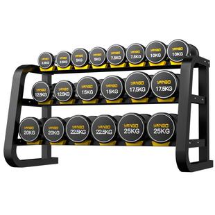 研博固定哑铃套装组合男士家用健身房专用商用包胶纯钢整套哑铃架