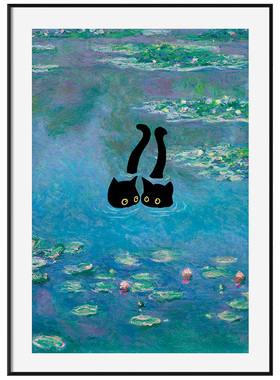 卓雅艺术趣味2只小黑猫闯入名画