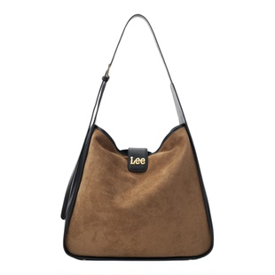 Lee复古仿麂皮托特包女秋冬新款高级感单肩包通勤字母包大容量