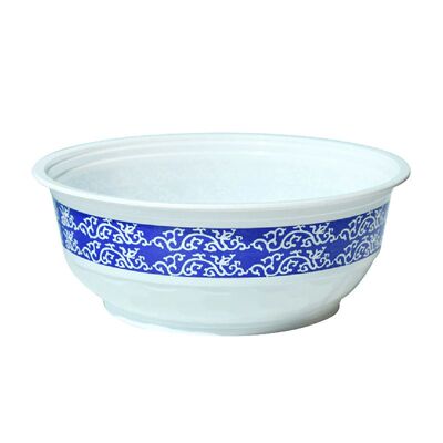 一次性碗筷套装青花瓷塑料加厚食品级耐高温流水席餐盒青花碗家用