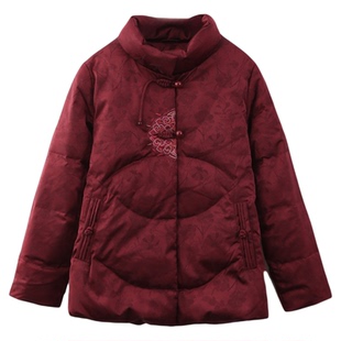 依佈中老年女士冬装新款国风羽绒服高贵妈妈装保暖外套老年人上衣