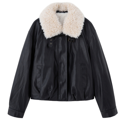 海宁真皮皮衣女短款加绒加厚外套