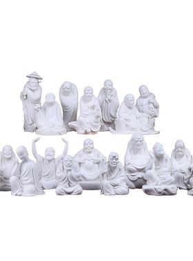 陶瓷十八罗汉像降龙布袋佛像摆件