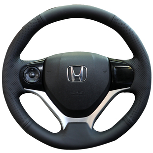 适用于本田14/16/18款杰德九代思域方向盘套手缝真皮翻毛运动把套