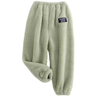 秋冬儿童暖暖裤男童女童法兰绒珊瑚绒睡裤宝宝家居裤冬天厚款裤子