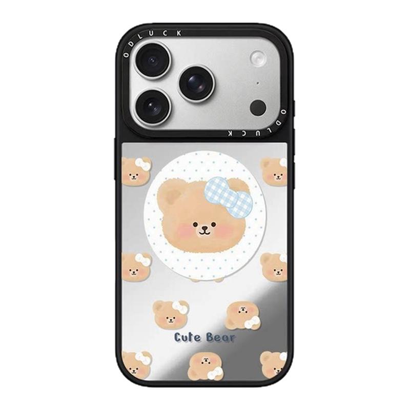 CASETiFiY联名满屏格子小熊适用苹果iPhone16pro/17ProMax/15镜面18手机壳卡通14甜美13可爱华强北平替潮壳女