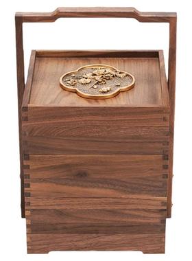 新中式风茶室实木收纳禅意摆件