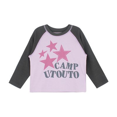 utouto大耳象女童插肩印花长袖T恤2026春季新宝儿休闲百搭上衣