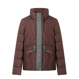 雪中飞妈妈装冬季外套女羽绒服时尚千鸟格显年轻户外保暖羽绒衣QC