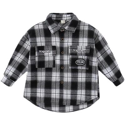 男童纯棉休闲春秋格子衬衫