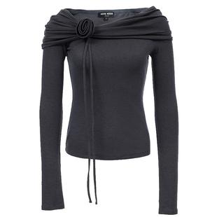 Vero ModaT恤2026春季新款含莱赛尔绵羊毛一字领上衣326102013