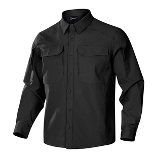 锐士户外战术衬衫男款防刮耐磨秋冬新款防泼水格子工装弹力衬衣男