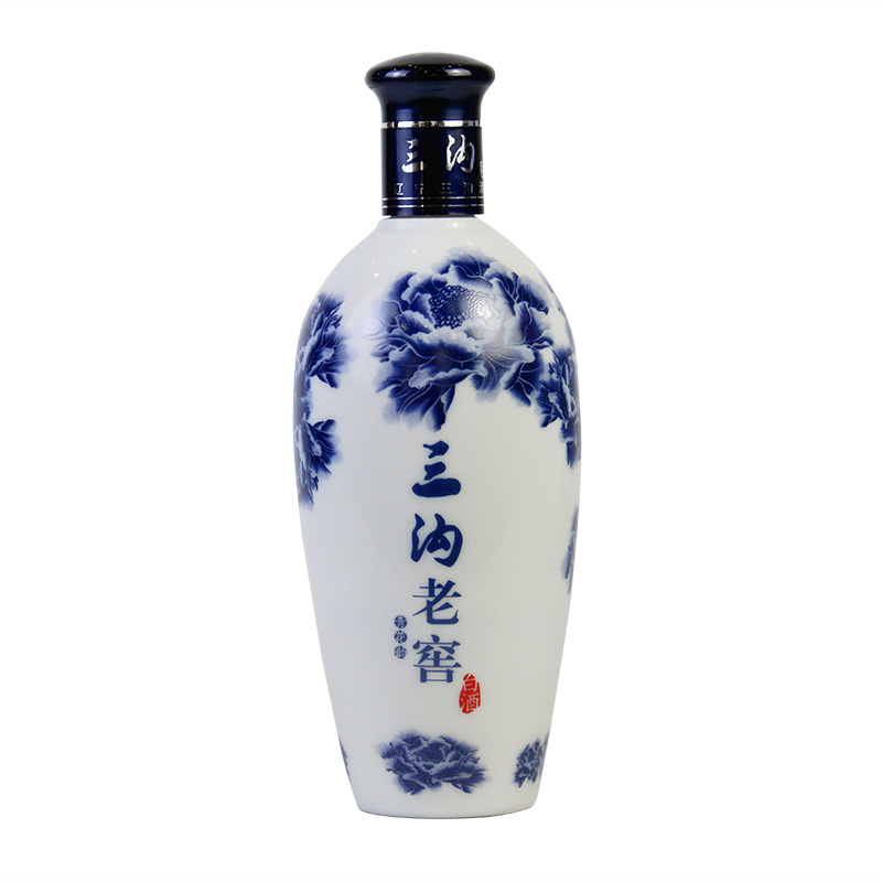 辽宁特产三沟老窖青花韵52度浓香型500ml/瓶浓香型高度纯粮白酒