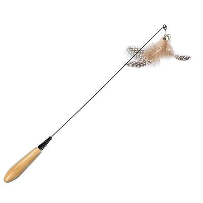 网红CFA赛级木柄弹簧逗猫棒钢丝猫咪自嗨玩具羽毛带铃铛替换头