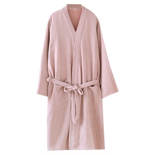 四层纯棉纱布情侣睡袍女日系和服长袖男士浴袍春秋家居服睡衣浴衣