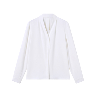 GOODYOUNG白色雪纺开衫V领衬衫抗皱高级感面试衬衣长袖职业通勤女