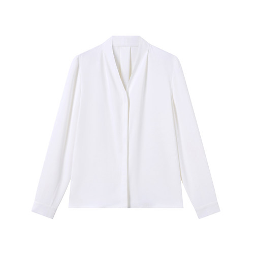 GOODYOUNG白色雪纺开衫V领衬衫抗皱高级感面试衬衣长袖职业通勤女