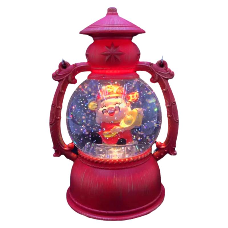招财音乐盒摆件飘雪八音盒财神爷