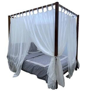 定制中式四柱子实木头架子床老式穿杆蚊帐1.8m家用单纱床幔1.5米