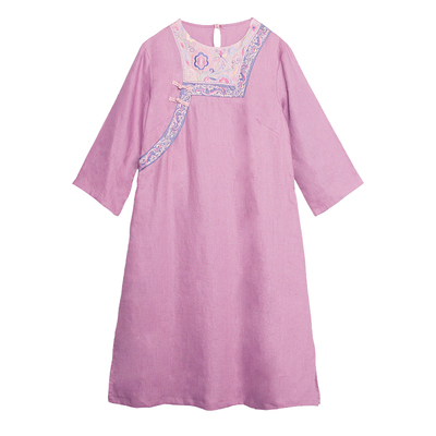 民族风茶服亚麻中式连衣裙