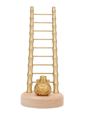 黄铜财神云梯招财摆件节节高升