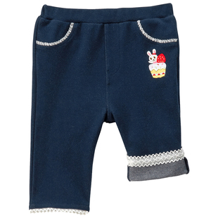 MIKIHOUSE日本制女童裤子儿童裤子弹力牛仔8分裤长裤春夏