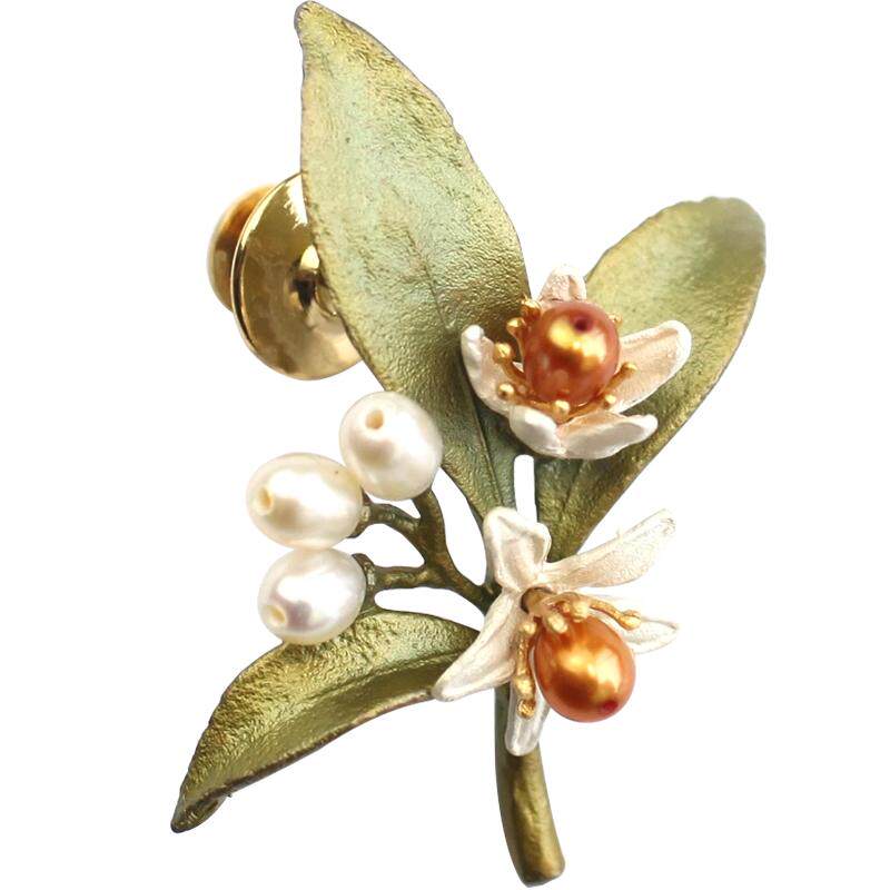设计师款复古宫廷橙花珍珠
