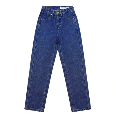 法式复古蓝高腰裤显腿直直筒