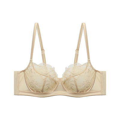 安莉芳烫钻蕾丝文胸超薄大胸显小