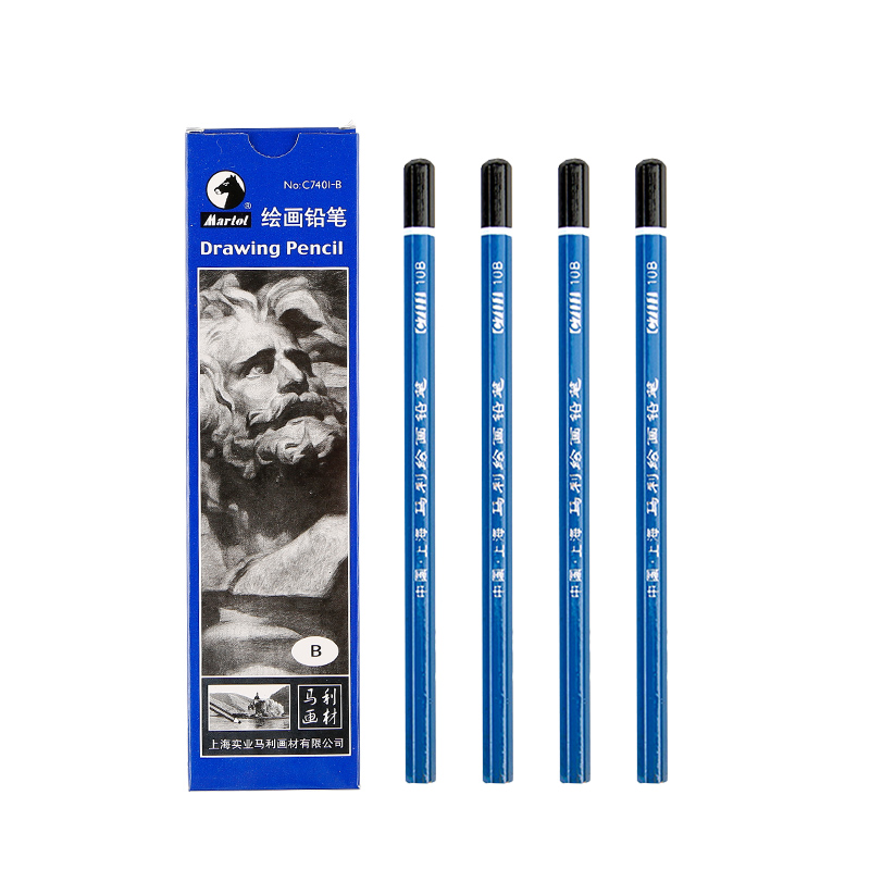马利素描铅笔美术生专用2二b炭笔2h笔4b绘画2比hb绘图14b碳笔软中硬软碳6b初学者画画全套工具用品套装