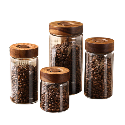 咖啡豆保存罐木盖玻璃密封罐食品级专用收纳茶叶咖啡粉养豆储存罐