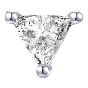 MaBelle/玛贝尔18K白金 三角形单颗粒钻石单边耳钉 男女皆适用