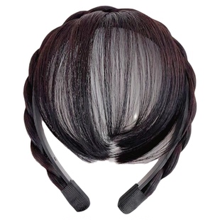 珍珠链条鱼骨辫假发发箍女一体式麻花辫子头箍显脸小网红头饰发捆