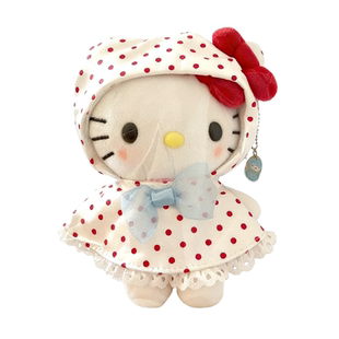 日本正版hellokitty猫雨衣波点包包挂件可爱女生挂饰毛绒公仔礼物