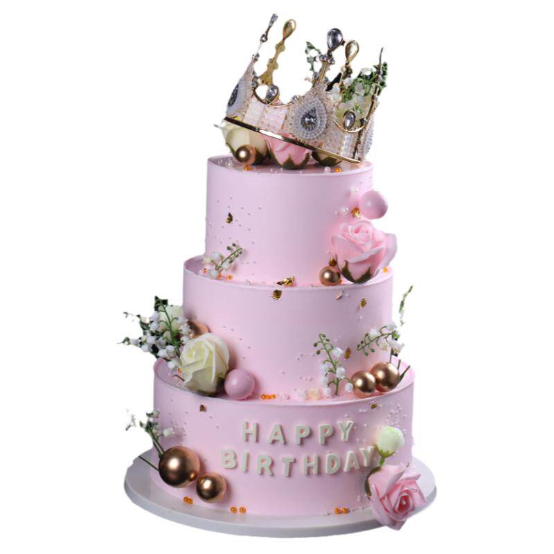 网红鲜花婚礼三层生日蛋糕模型