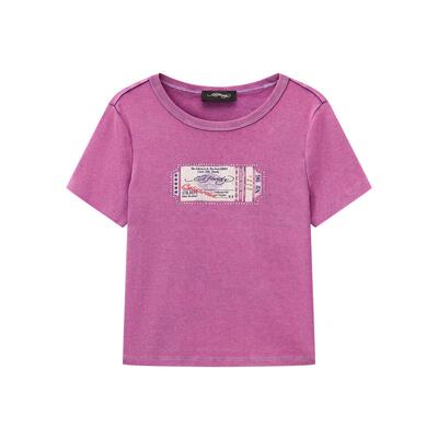 Ed Hardy埃德哈迪2026春季新款女士短款烫钻紧身短袖T恤E1SAW218