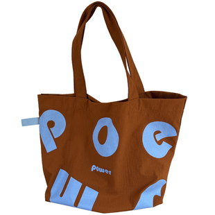 新款春季学院运动风挎包撞色字母托特包大容量单肩休闲时尚女包潮