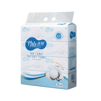竹山蔗林抽取式可湿水原木浆纸巾